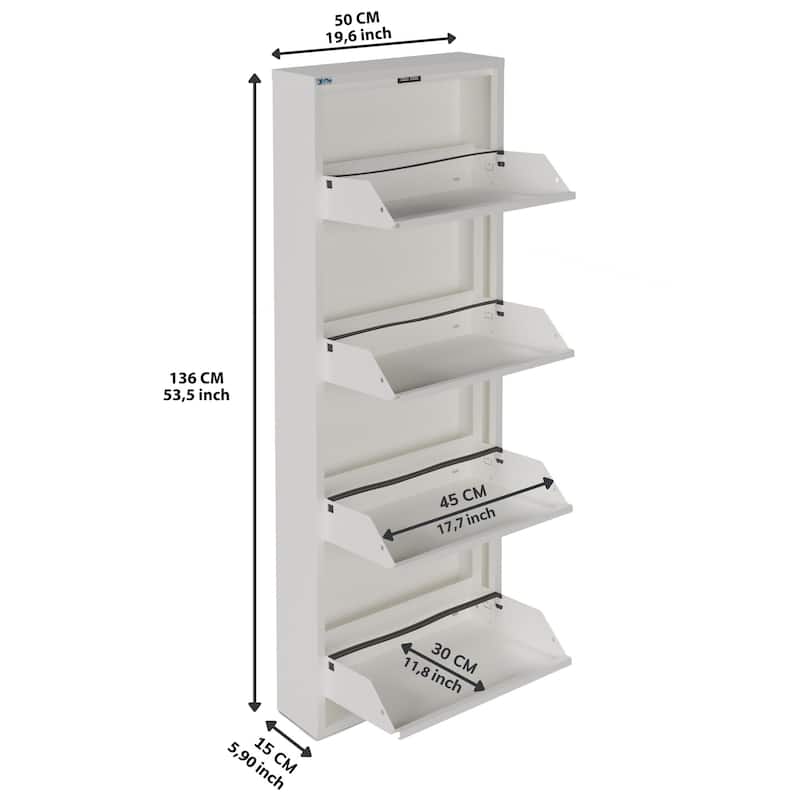 Antibacterial 4 Tier metal shoe cabinet without holes