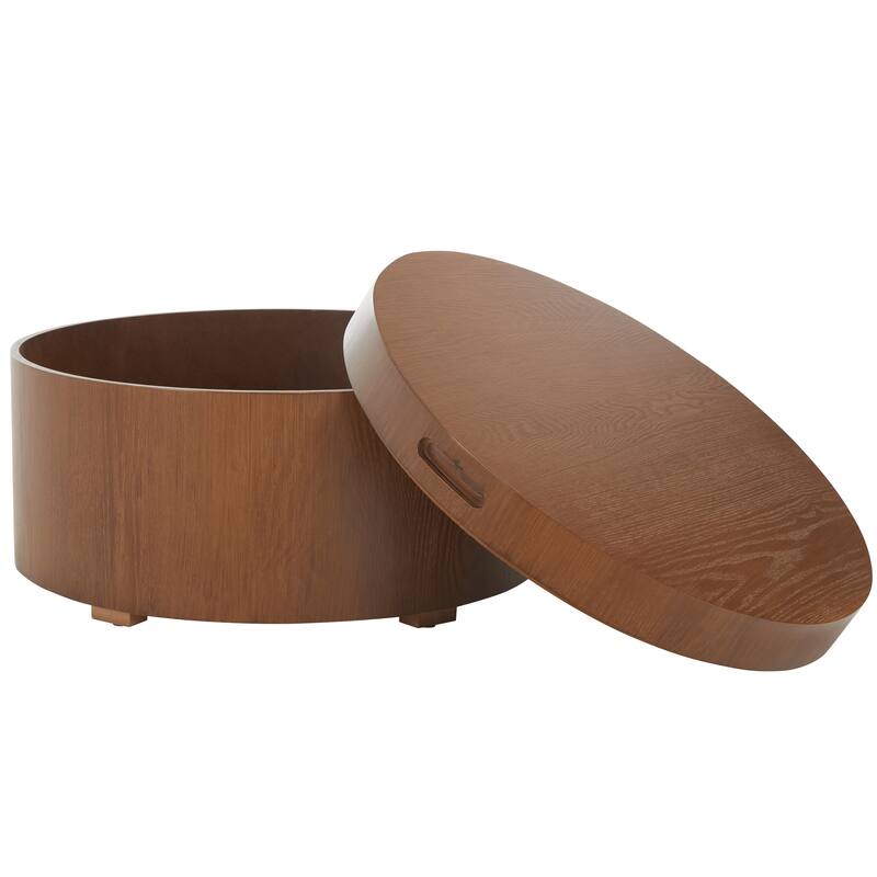 SAFAVIEH Home Collection Rafaela Round Tray Top Coffee Table With Storage - 23" L x 23" D x 13" H