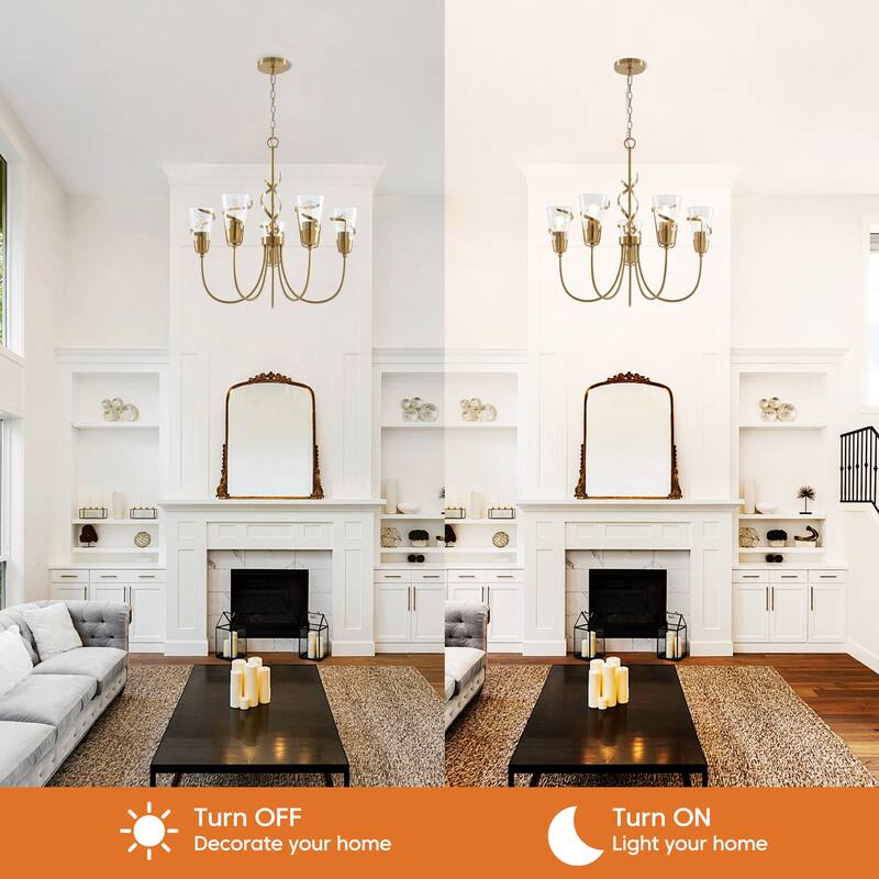 Parrot Uncle 26" Modern Gold 5-Light Dimmable Seeded Glass Chandelier