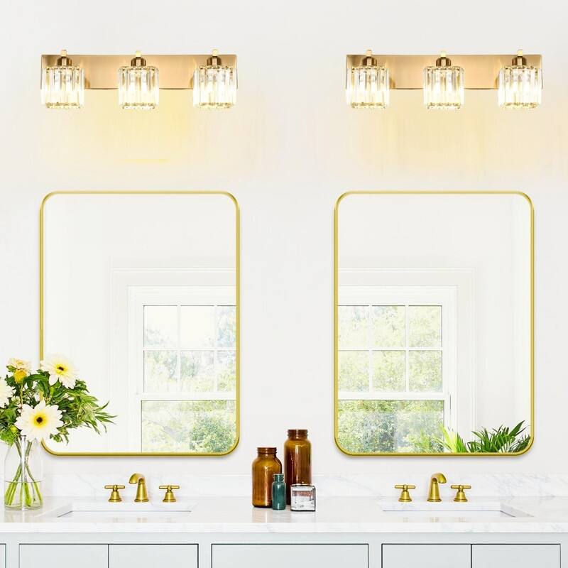 3 Light vanity light gold light fixtures aluminum, crystal bathroom lighting