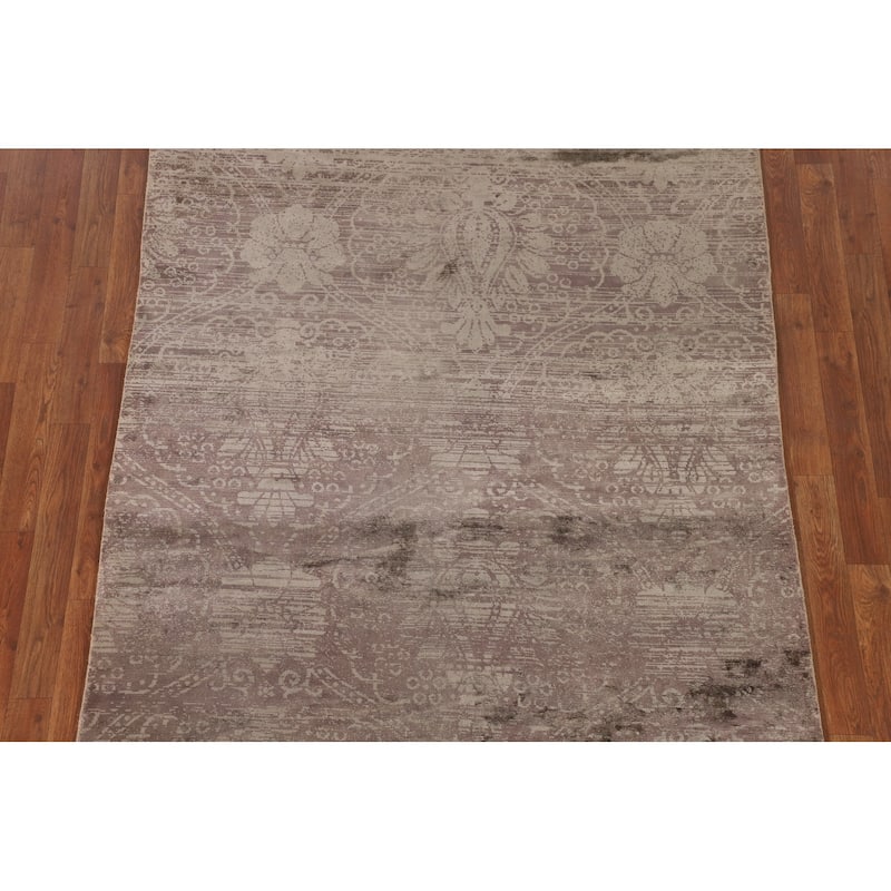 Brown Abstract / Modern Area Rug Handmade Wool Carpet - 4'8"x 6'7"