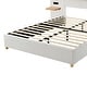 preview thumbnail 9 of 9, Queen Size Platform Bed with 2 Outlets and USB Charging, Upholstered Bed with 2 Bedside Pillows, and Storage Shelves, Beige