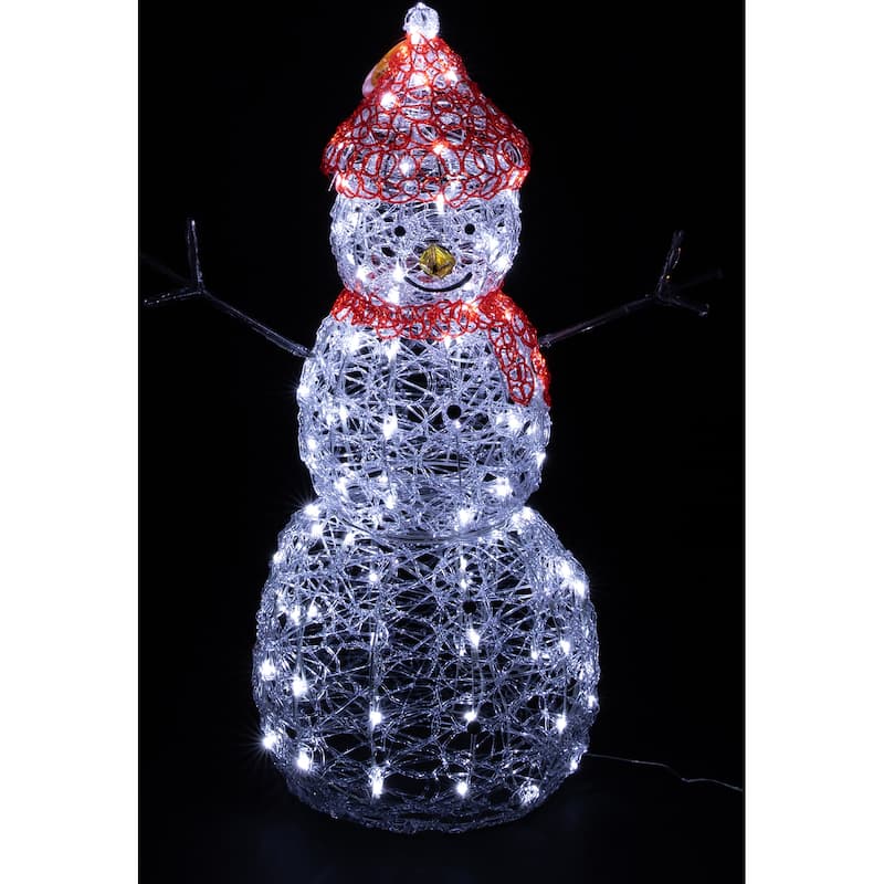 Christmas 3 ft. Acrylic Snowman 80 LED Twinkle Effect Lights