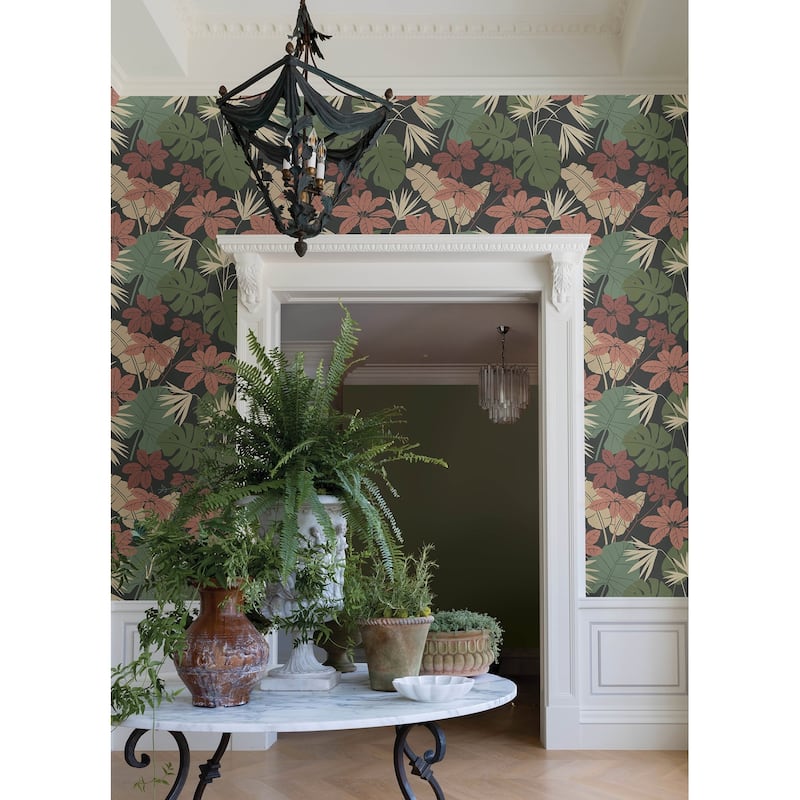 A-Street Prints Medellin Black Rainforest Floor Wallpaper