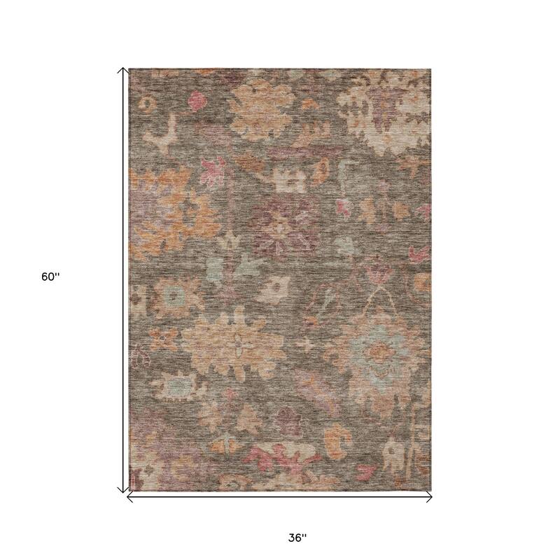 HomeRoots Floral Traditional Rectangle Outdoor Rug