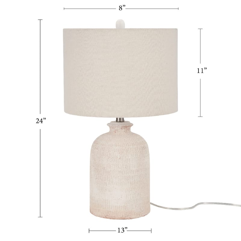 Nourison 24" White Terracotta Textured Farmhouse Table Lamp