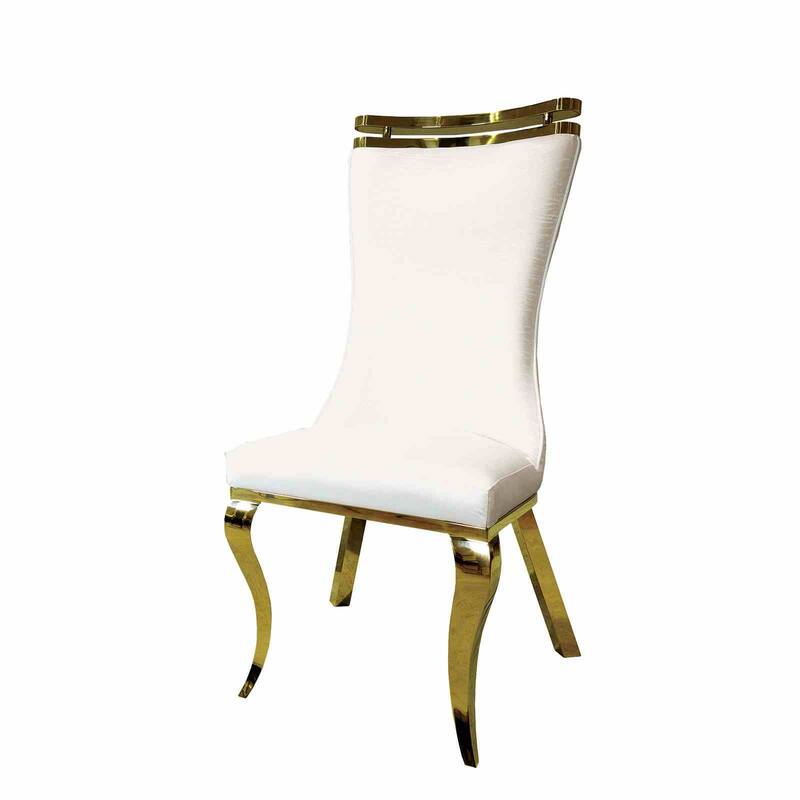 Gold Finish Upholstered Side Chairs Set Elegant