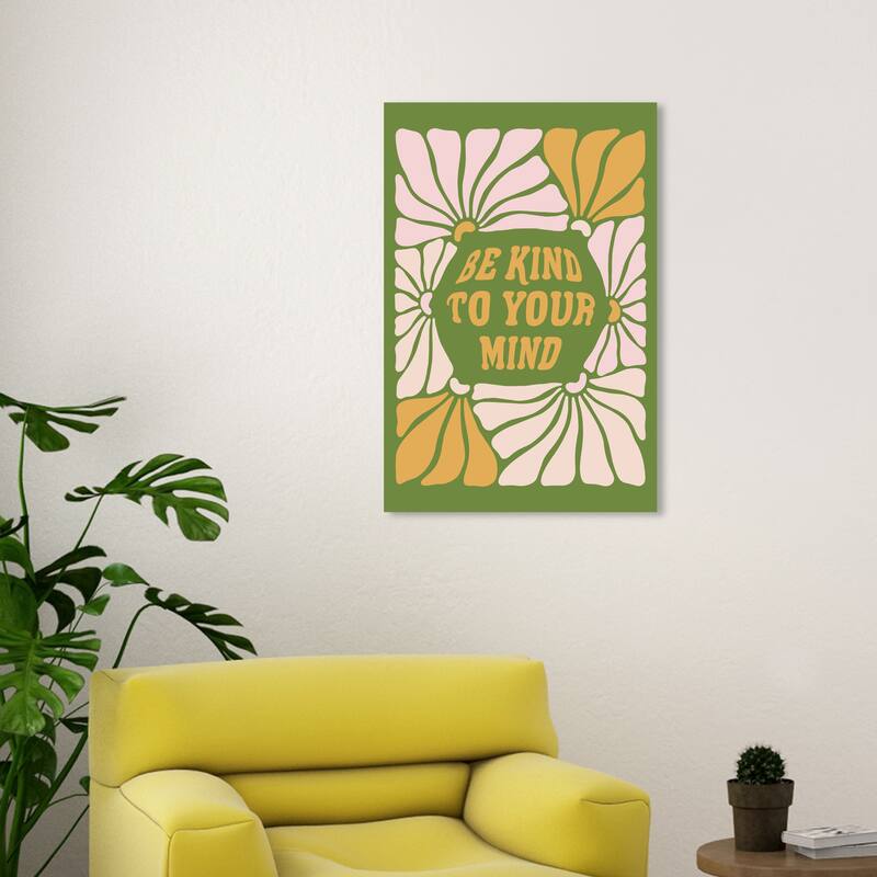 Wynwood Studio Canvas Typography and Quotes Kind to your Mind Garden Green and Modern & Contemporary Wall Art Canvas Print