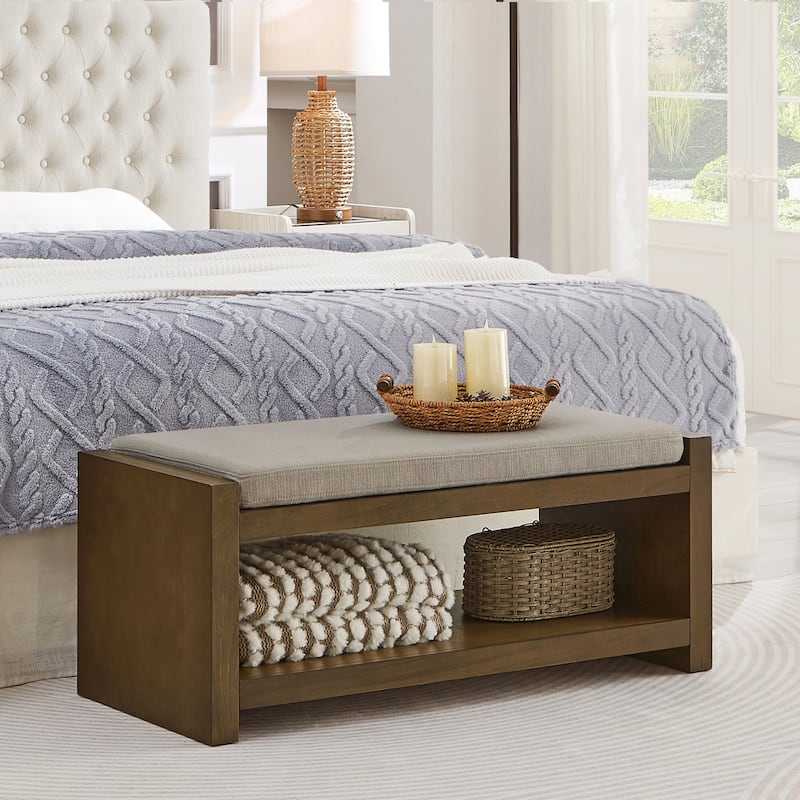 40in Accent Bench with Lower Shelf Shoe Rack