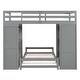 preview thumbnail 10 of 34, Twin Over Twin Bunk Bed with LED Lights & USB Ports, Grey, with Storage