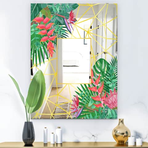 Designart 'Efflorescent Gold Pink 13' Glam Mirror - Accent or Vanity Printed Mirror