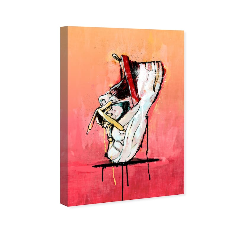 Wynwood Studio Canvas Fashion and Glam Hype Beast Sneakers White and Coral Glam Wall Art Canvas Print