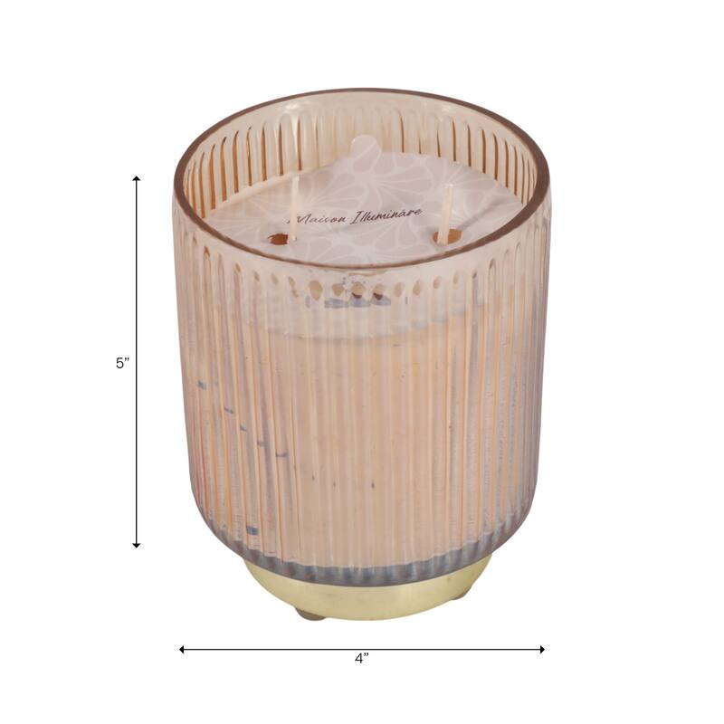Modern Round Glass Candle on Base - 5" - 5.0"