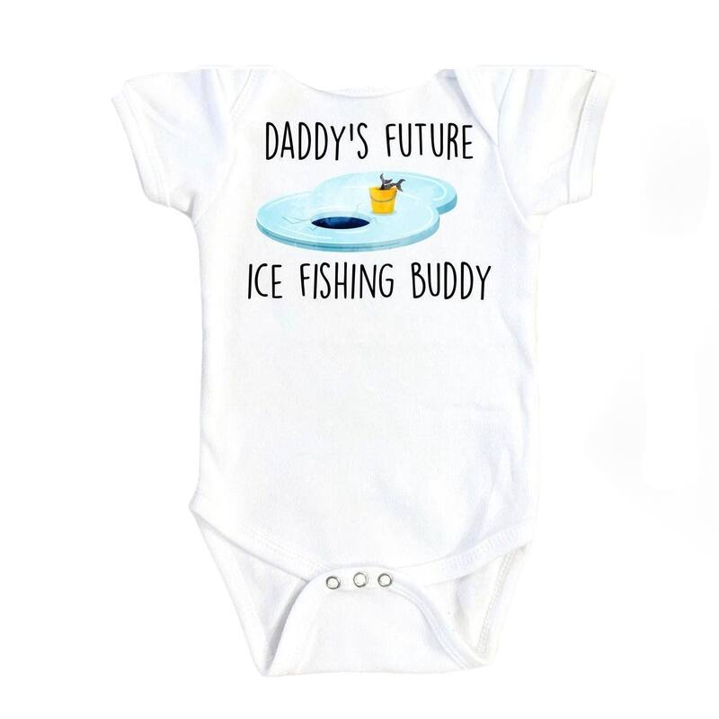Ice Fishing - Baby Boy Girl Clothes Infant Bodysuit Funny Cute Newborn - White - 0-3M
