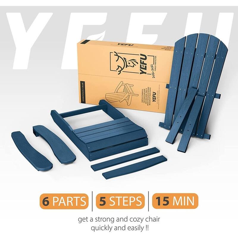 WINSOON All Weather HIPS Outdoor Plastic Adirondack Chairs Set of 4