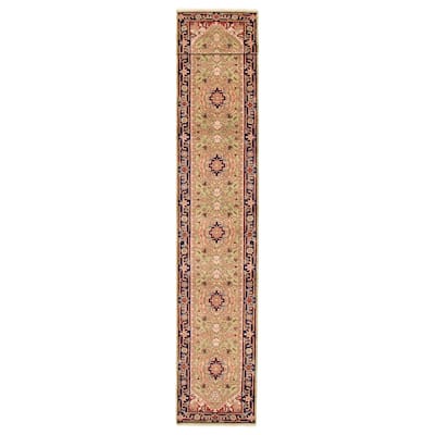 ECARPETGALLERY Hand-knotted Serapi Heritage Light Green Wool Rug - 2'7 x 19'7