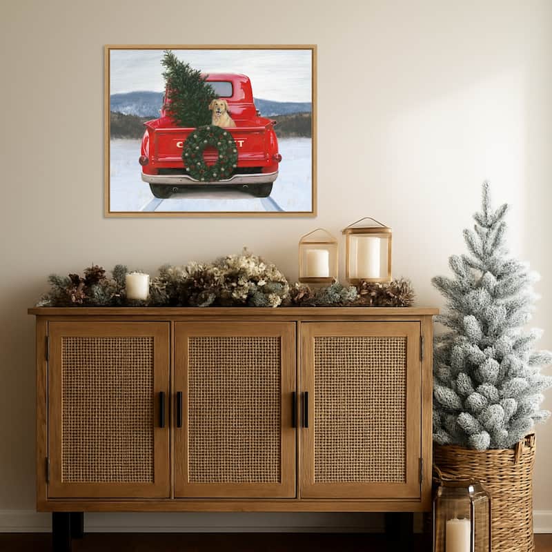 Christmas in the Heartland IV No Bow by James Wiens (28 x 23 in.), Framed Canvas Wall Art Print - Sylvie Natural