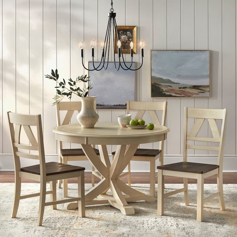 Simple Living Vintner Country Style Dining Set - 5pc Antique White