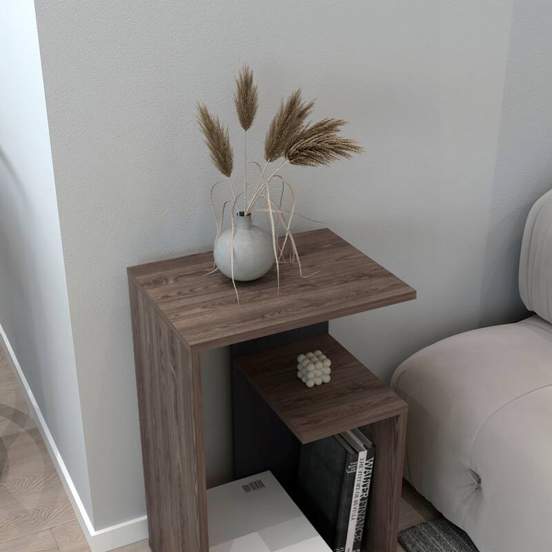 Side Table 25" H, 1 Shelf with durable engineered wood construction,easy to assemble