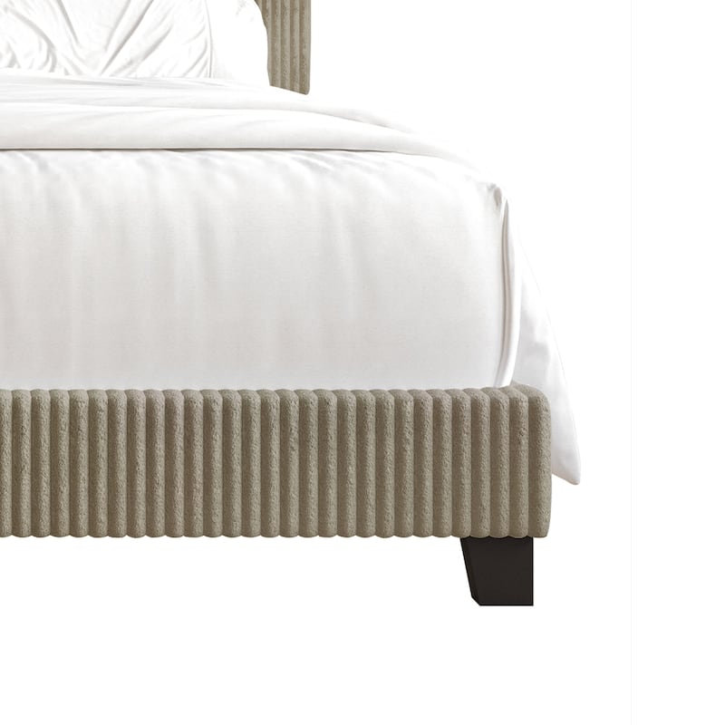 CraftPorch Corduroy Elegant and Chic Velvet Upholstered Bed