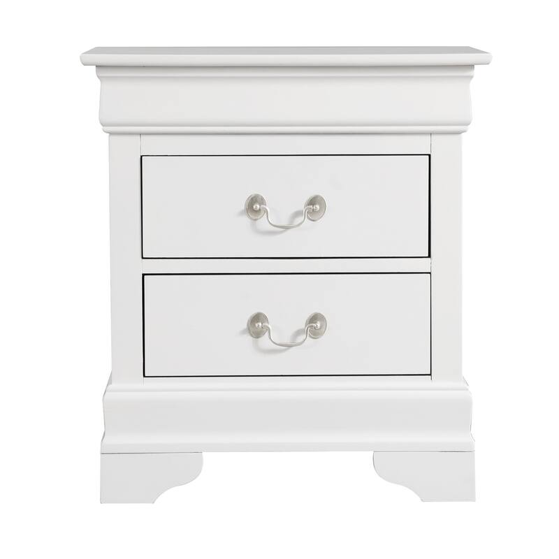 Modern White Wood 2-Drawer Nightstand Bed Side Table