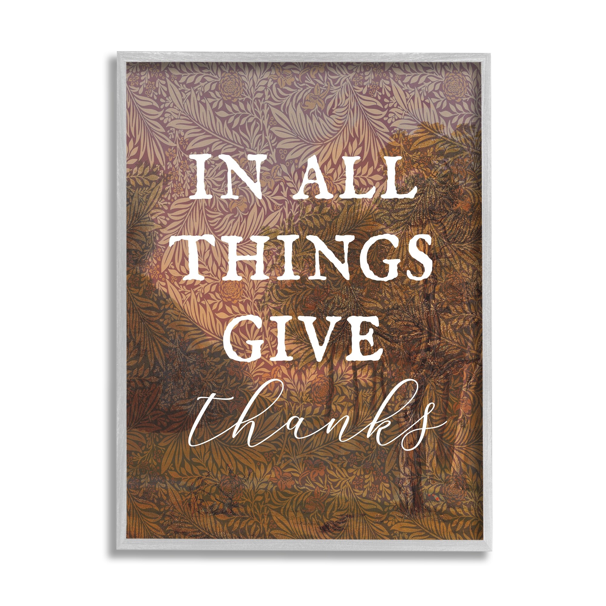 Stupell Give Thanks Nature Pattern Framed Giclee Art Design by Lil' Rue