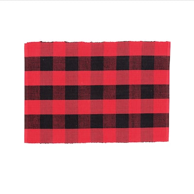 Franklin Checkered Plaid Black & Red Single Placemat Set of 4 - Set of 4