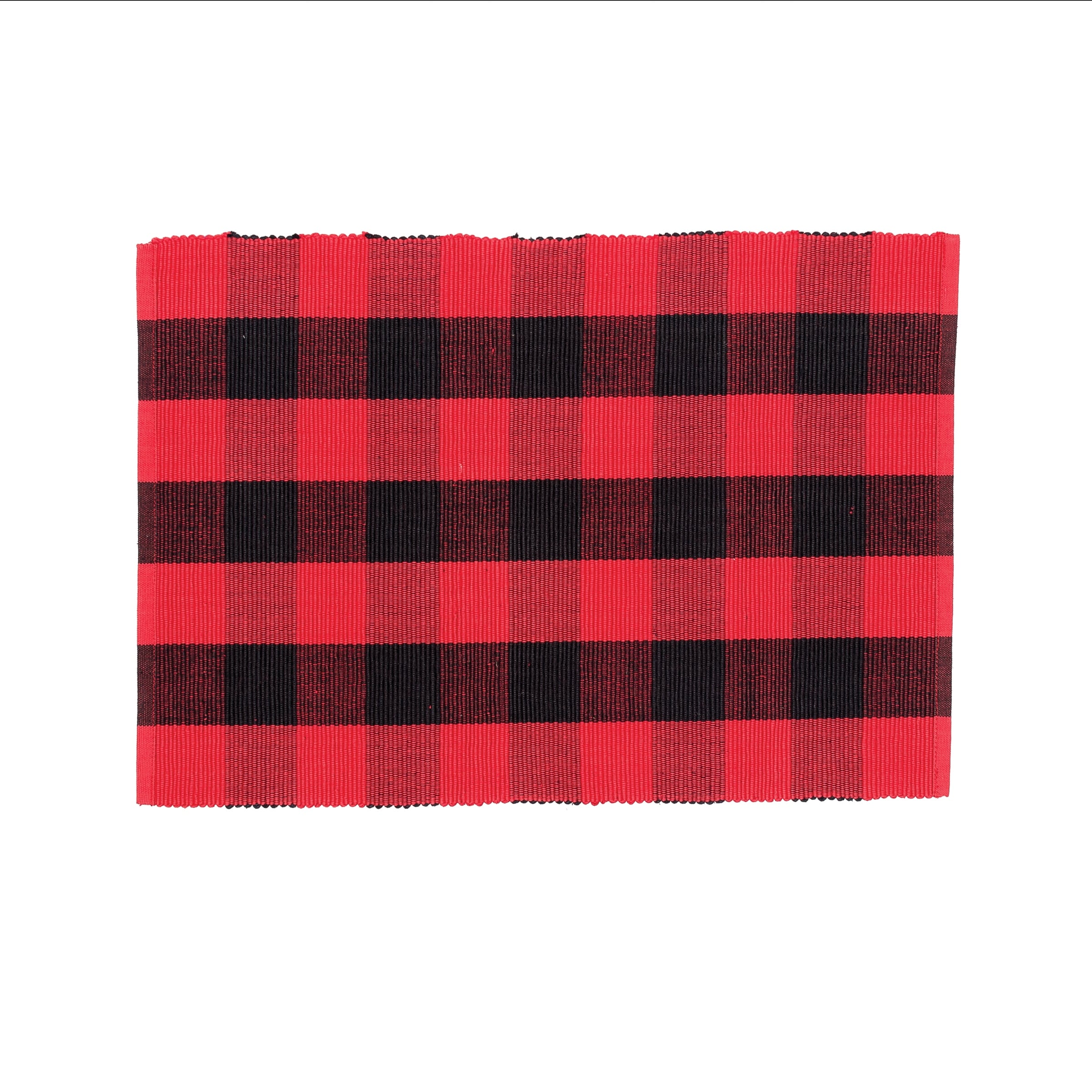Franklin Checkered Plaid Black & Red Single Placemat Set of 4 - Set of 4
