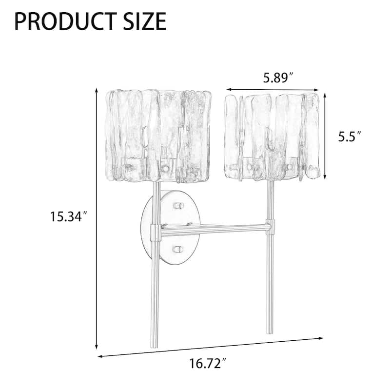 2 Pack Modern Indoor Wall Sconce Frosted Glass Metal Light.