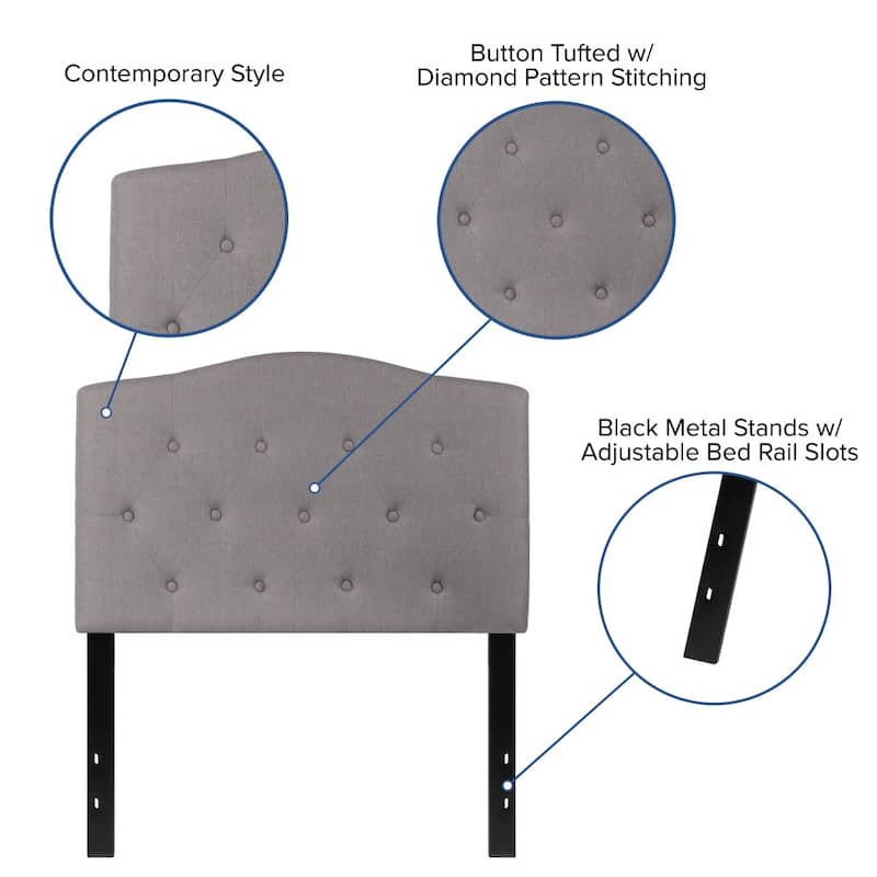 Arched Button Tufted Upholstered Headboard