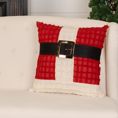 Chenille Christmas Santa Suit Pillow 18x18