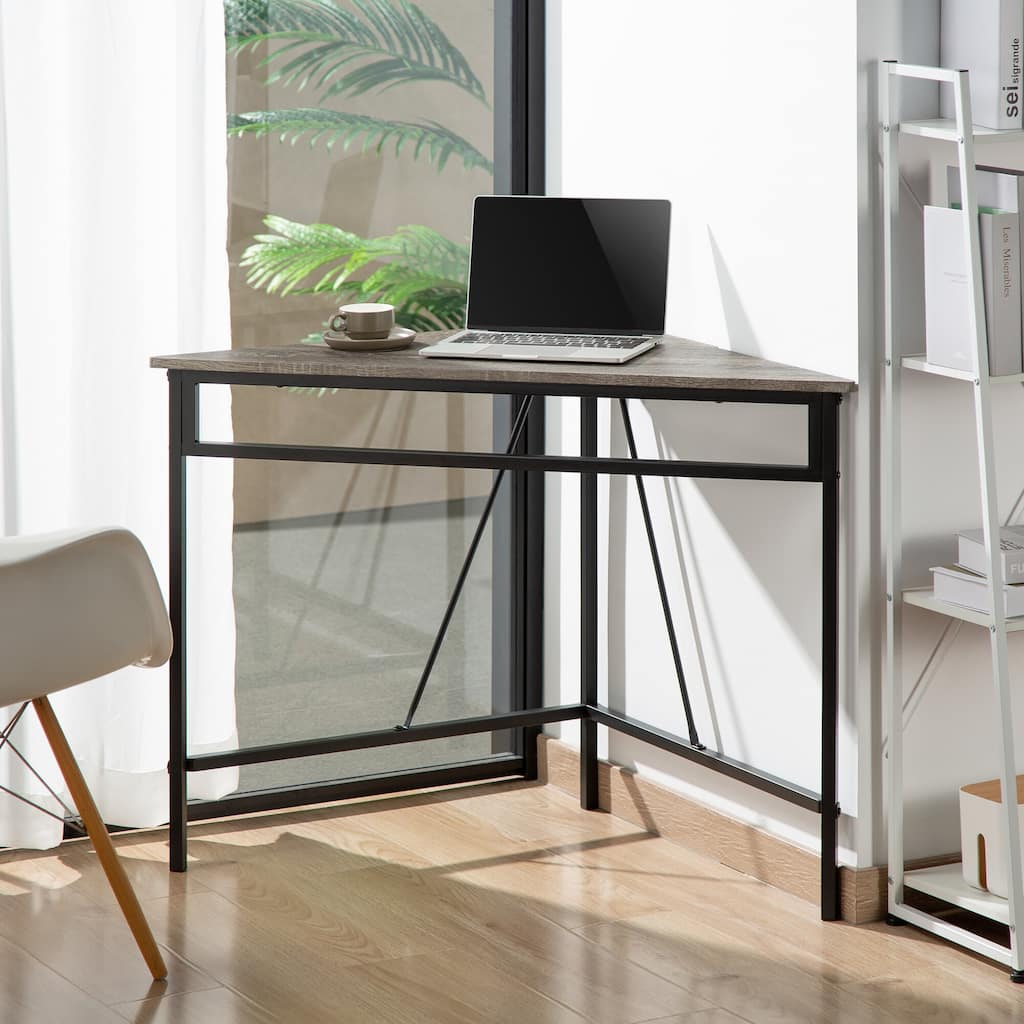 Zenvida Corner Desk, Triangle Computer Desk, Home Office Workstation for Small Space