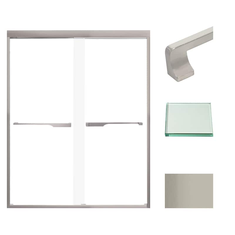 Transolid FBPT607608C-J 76" High x 59" Wide Bypass Frameless Shower - Brushed Stainless