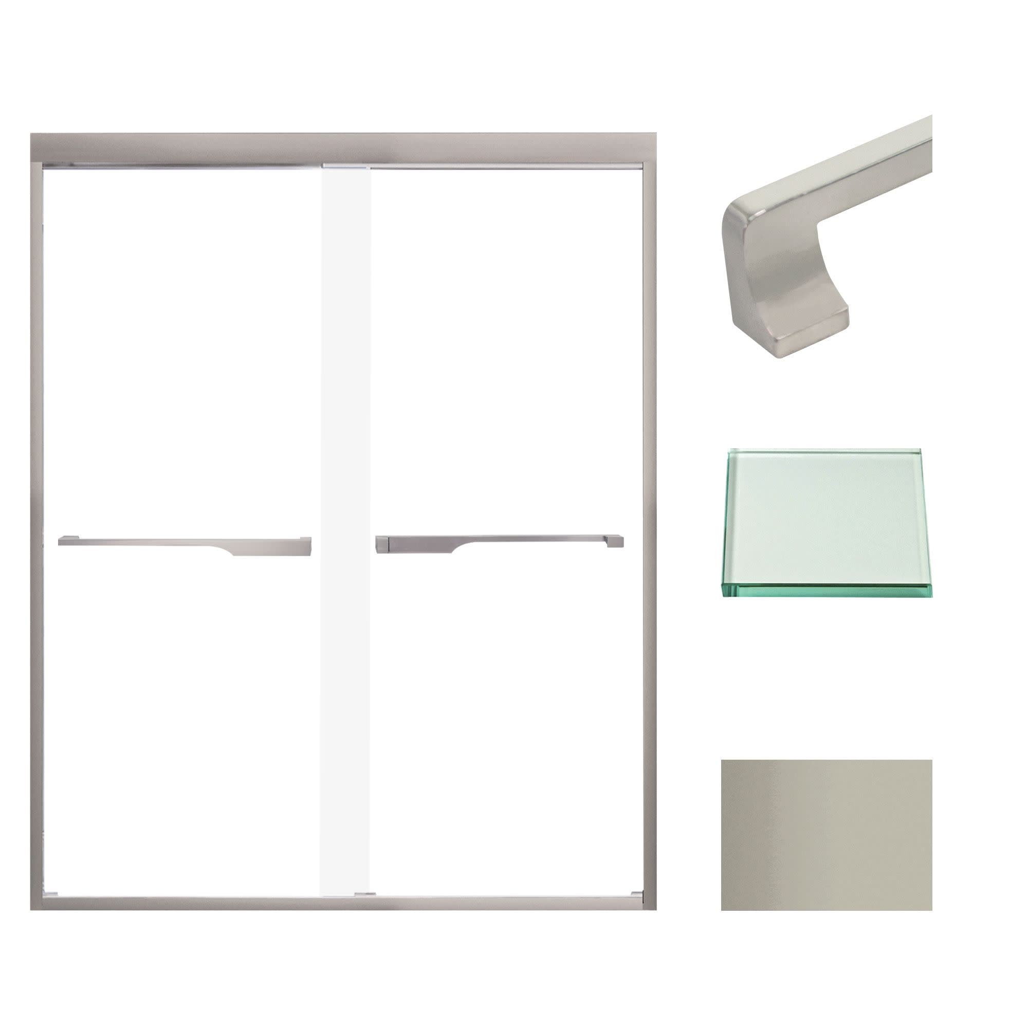 Transolid FBPT607608C-J 76" High x 59" Wide Bypass Frameless Shower