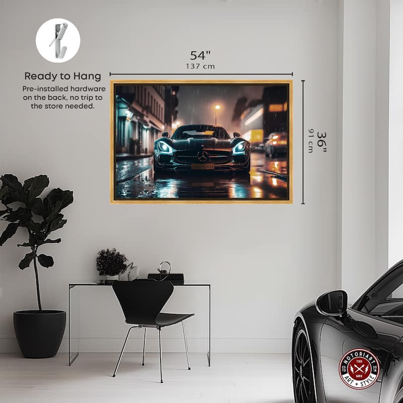 Notoriart Drive Through The Town Framed Car 1 Piece Canvas Wall Art