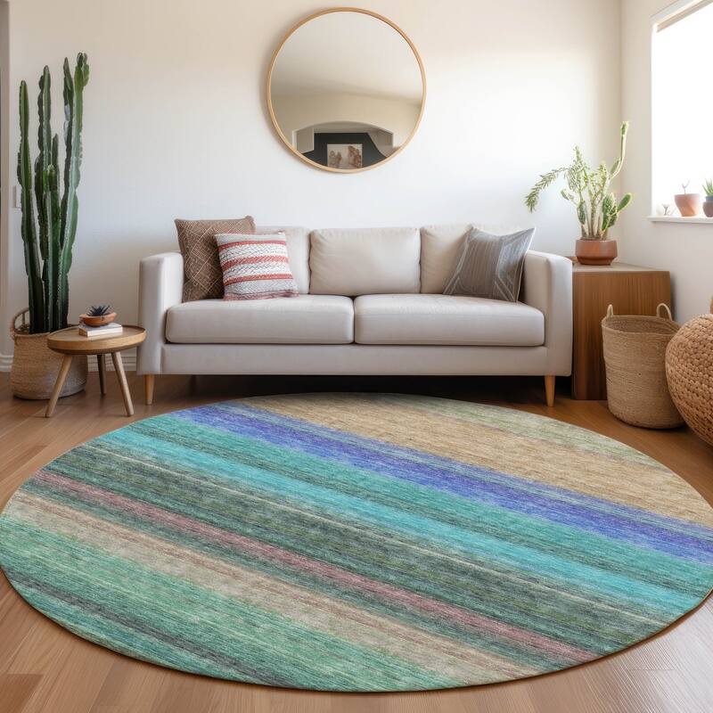 Premium Washable Super Soft Modern Stripes Mayfield Rug - Sage - 8' x 8'