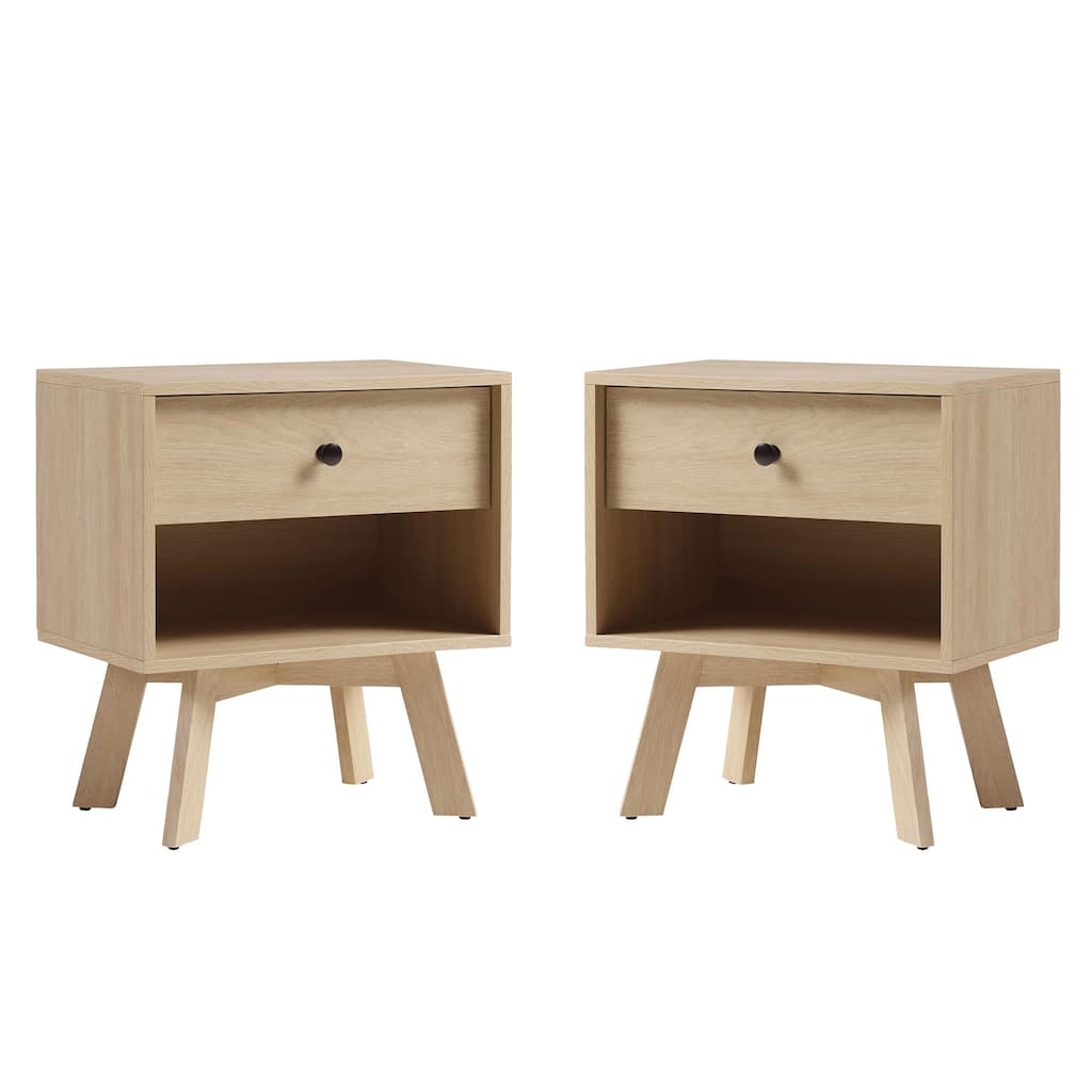 Walker Edison Mid-Century Solid Wood Nightstand (Set of 2)