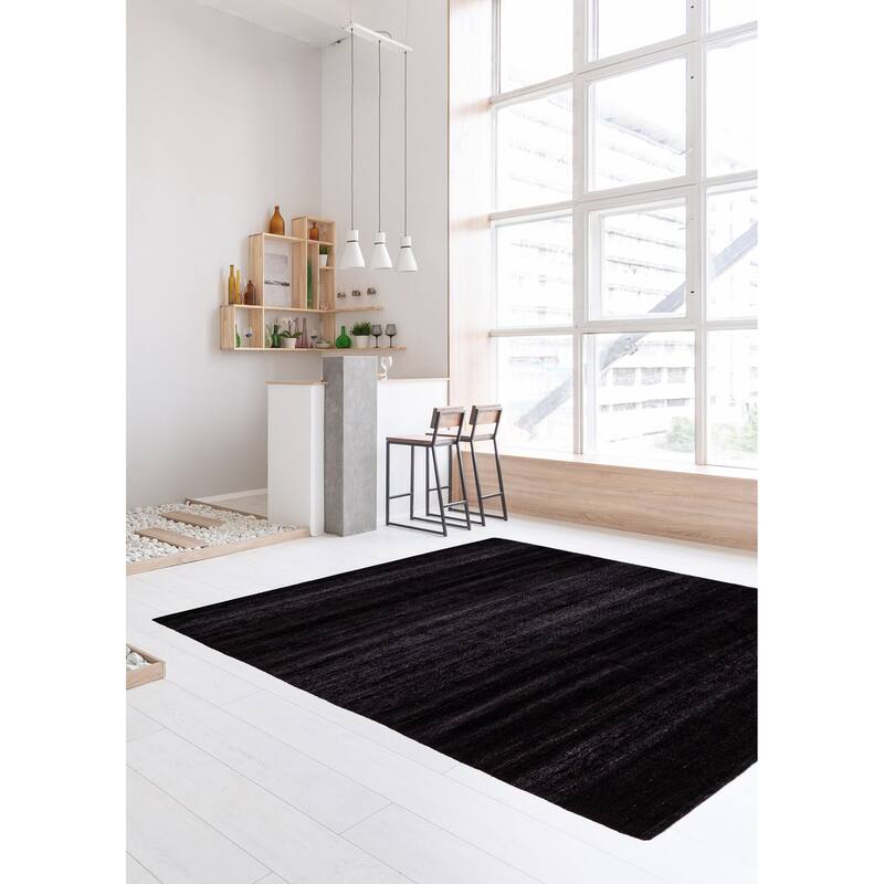 ECARPETGALLERY Hand-knotted Pak Finest Gabbeh Black Wool Rug - 5'3 x 7'10