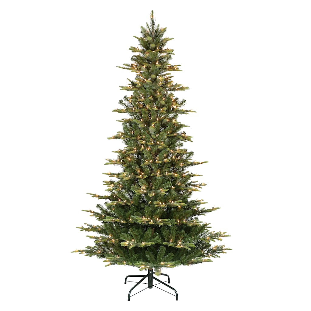 Puleo International 7.5 ft Pre-Lit Slim Aspen Fir Artificial Christmas Tree