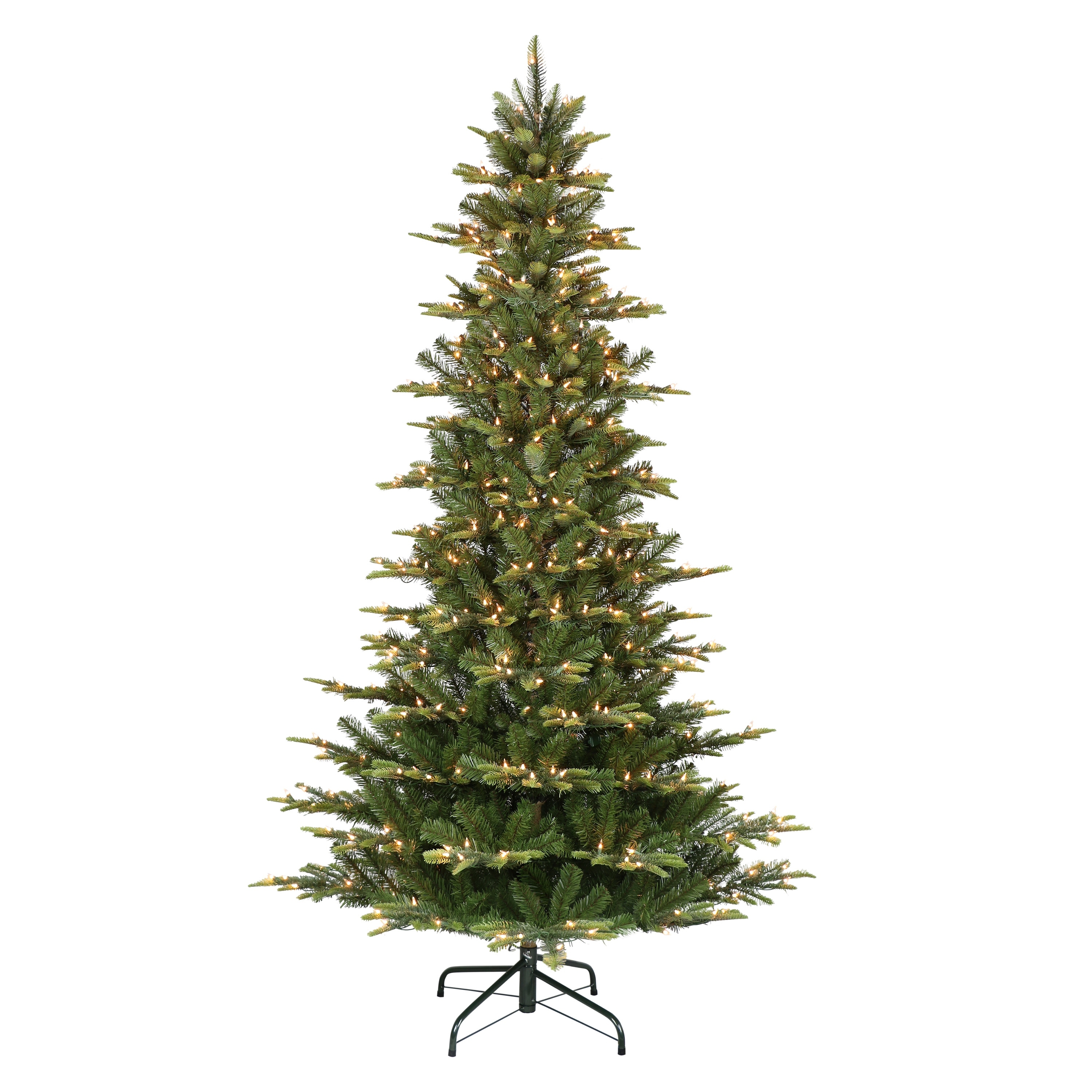 Puleo International 7.5 ft Pre-Lit Slim Aspen Fir Artificial Christmas Tree