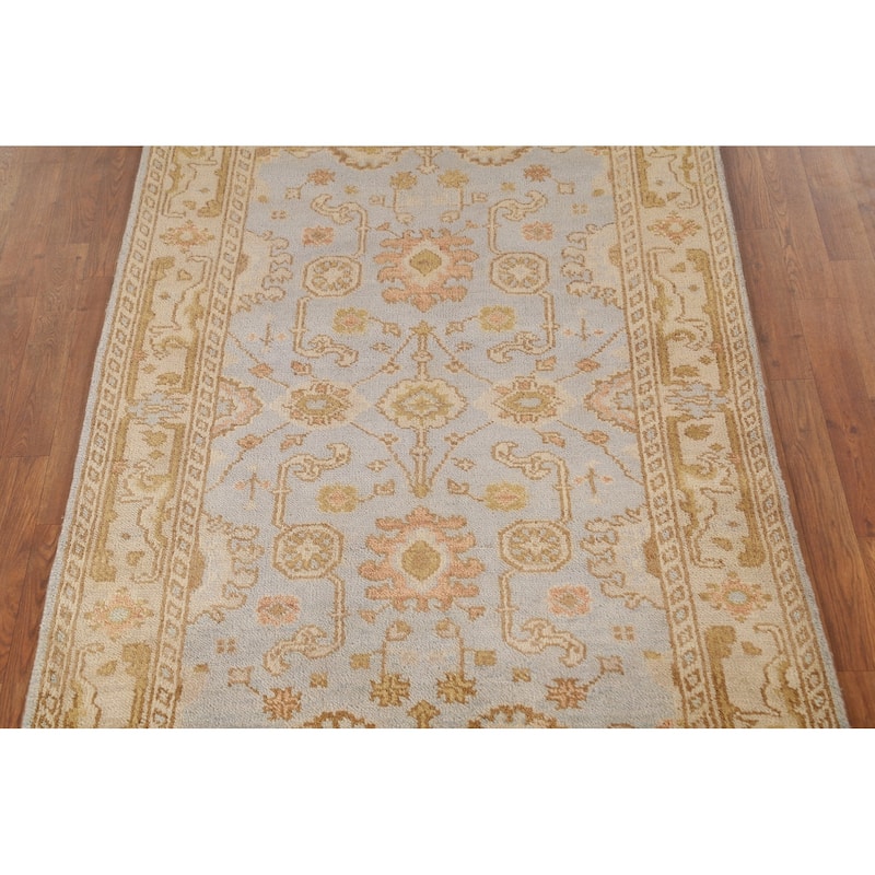 All-Over Oushak Indian Area Rug Handmade Wool Carpet - 4'0"x 5'10"