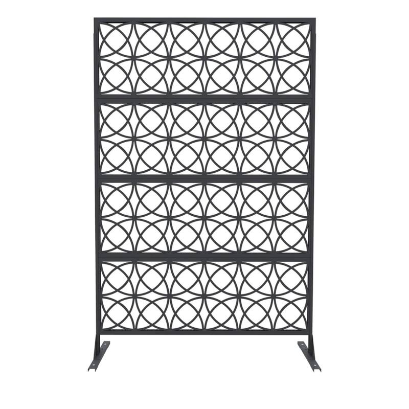 1pcs 72 in H x 46 in W Metal Privacy Screen Panel Freestanding Rust-Resistant Outdoor Divider Leaf Style - Coin Style