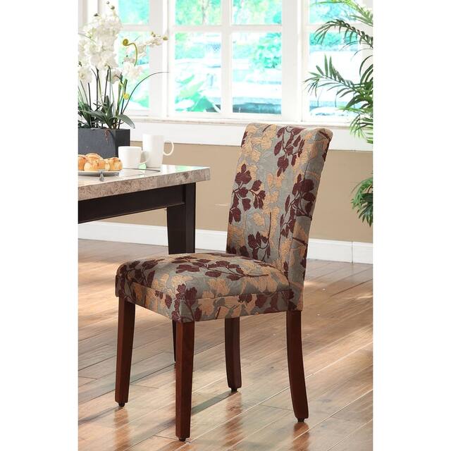 HomePop Classic Textured Sage Floral Chenille Dining Chair - Brown