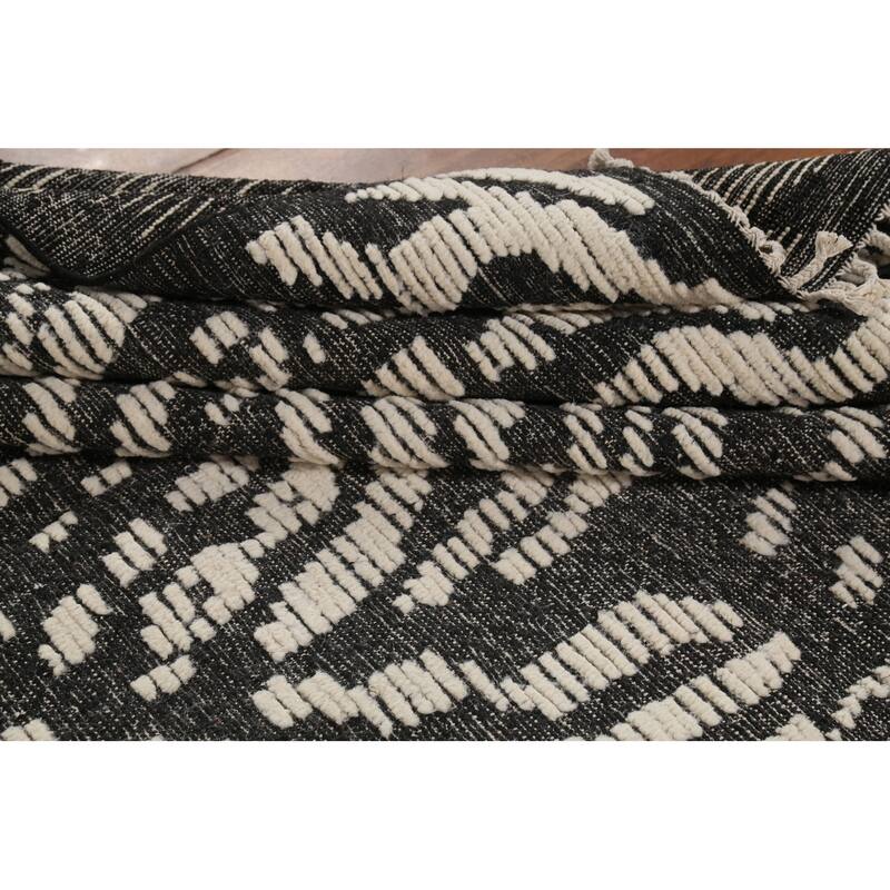 Moroccan Abstract Area Rug Hand-Knotted Wool Carpet - 8'10"x 12'6"
