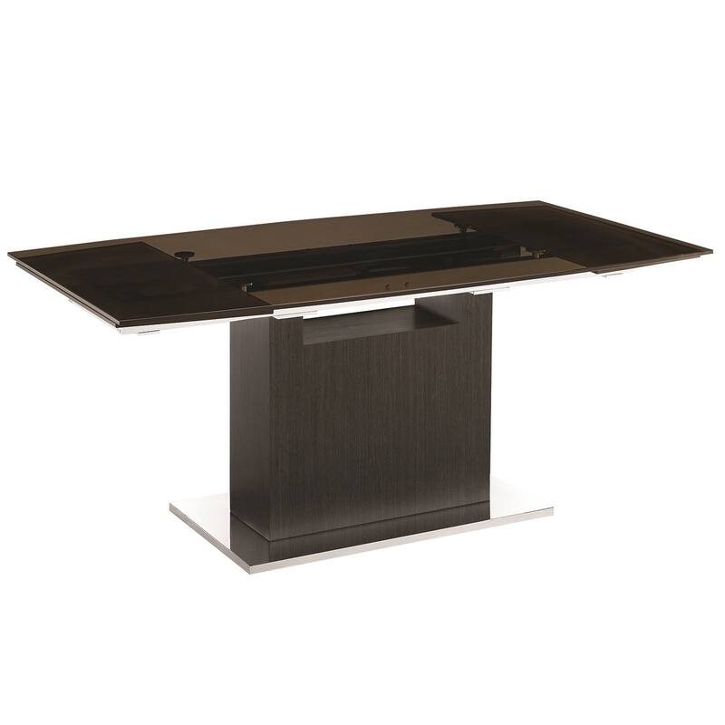Olivia Manual Dining Table with Gray Oak Base and Clear Top