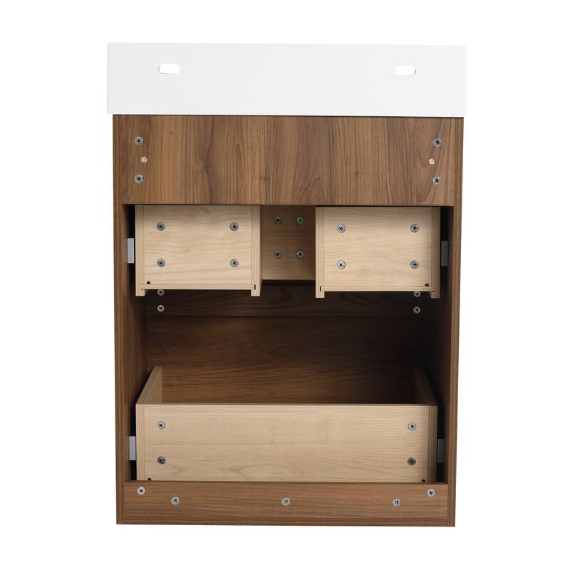 BNK 24/30 inch Freestanding Single Sink Bathroom Vanity with 2 Soft Close Drawers