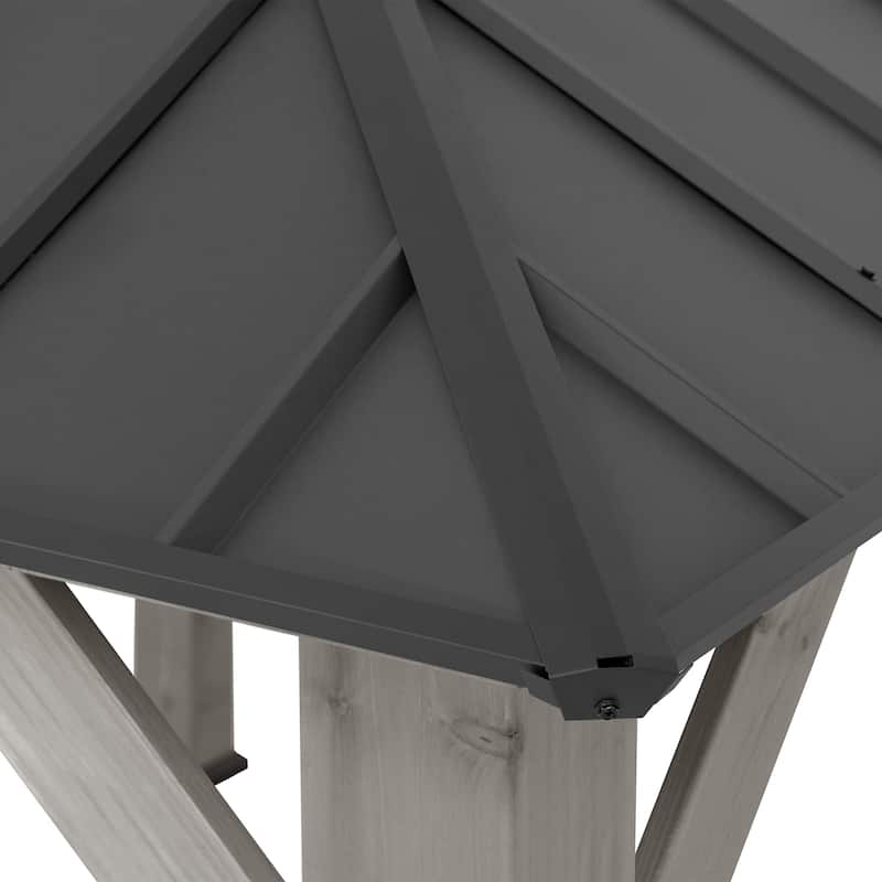 Sunjoy Outdoor Cedar Wood Frame Patio Gazebo Steel Hardtop