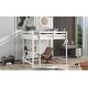 preview thumbnail 14 of 22, Full Size Loft Bed Wood Bed Frame with Built-in Desk and Shelves, Full Length Safety Guardrail for Kids Teens Bedroom/Dorm