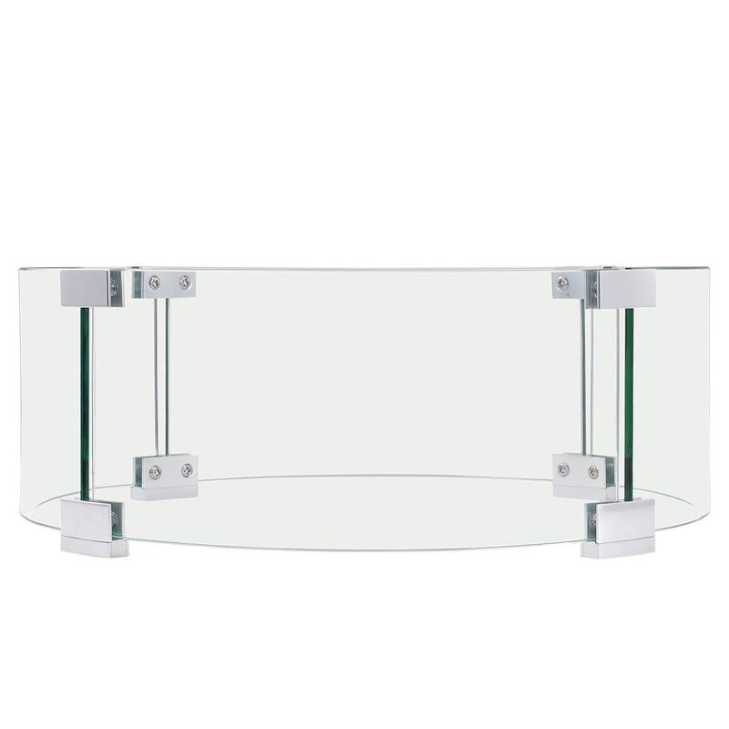 Clear Tempered Glass Wind Guard for Fire Pits with Alloy Frame