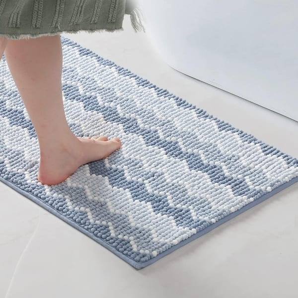 slide 2 of 33, Kasentex Soft Chenille Bath Rug Mat Absorbent Non Slip Machine Wash Durable 17" X 24" - Blue